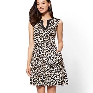 New York and Co Fit and Flare Leopard Print Dress